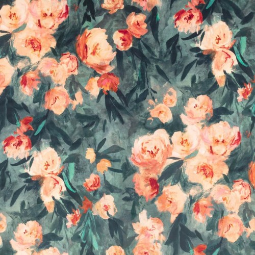 Tkanina welur z florystycznym wzorem Romo 8049/01 Ottavia Velvet Ottavia Fabrics