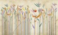 Fototapeta kwiaty i ptaki Inkiostro Bianco HABITAT INKDHNG1901 Natural Beauty
