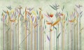 Fototapeta kwiaty i ptaki Inkiostro Bianco HABITAT INKDHNG1902 Natural Beauty