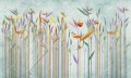 Fototapeta kwiaty i ptaki Inkiostro Bianco HABITAT INKDHNG1903 Natural Beauty