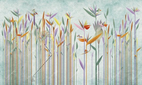 Fototapeta kwiaty i ptaki Inkiostro Bianco HABITAT INKDHNG1903 Natural Beauty