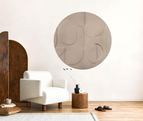 Mural okrągły geometryczny tynk Wall Art Bene Beige Koło