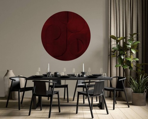 Mural okrągły geometryczny tynk Wall Art Bene Burgundy Koło