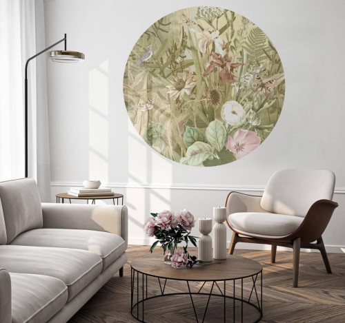 Mural okrągły kwietna łąka Wall Art Bloom Koło