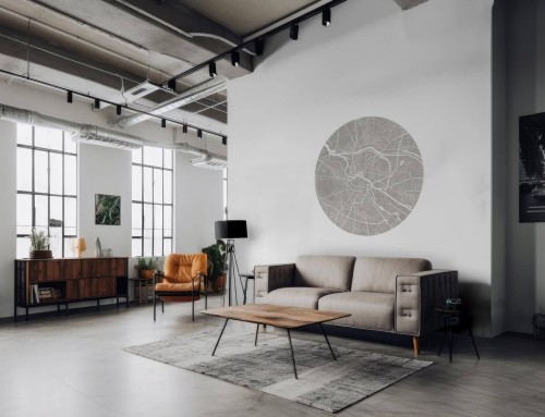 Mural okrągły plan miasta Wrocław Wall Art Breslau Grey Koło