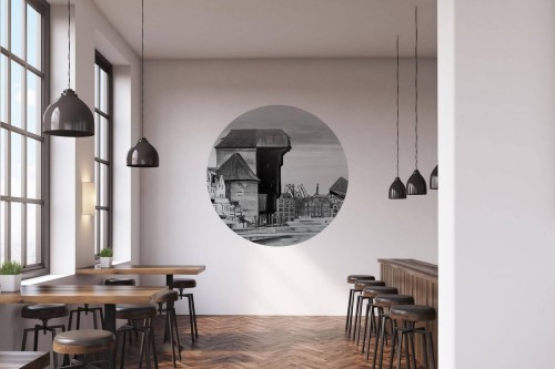 Mural okrągły miasto Wall Art Crane Koło