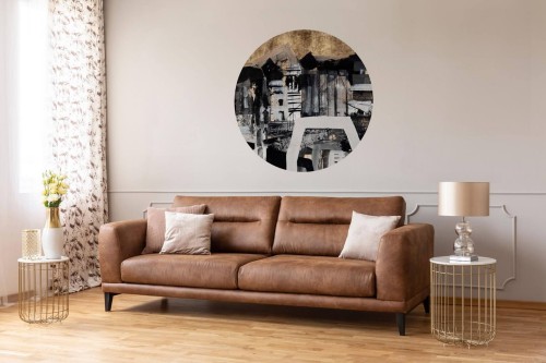 Mural okrągły abstrakcyjne miasto Wall Art Eldorado Koło