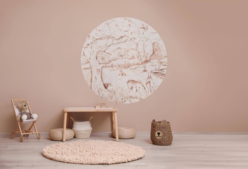 Mural okrągły dziecięcy leśne zwierzęta na polanie Wall Art Elliot Koło