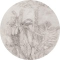Mural okrągły tropikalne liście Wall Art Esotico Beige Koło
