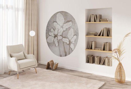 Mural okrągły kwiaty Wall Art Iris Koło