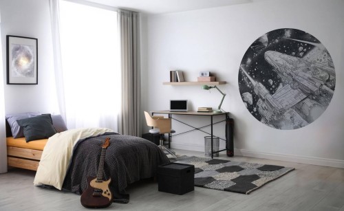 Mural okrągły kosmos i statek kosmiczny Wall Art Kanata Koło