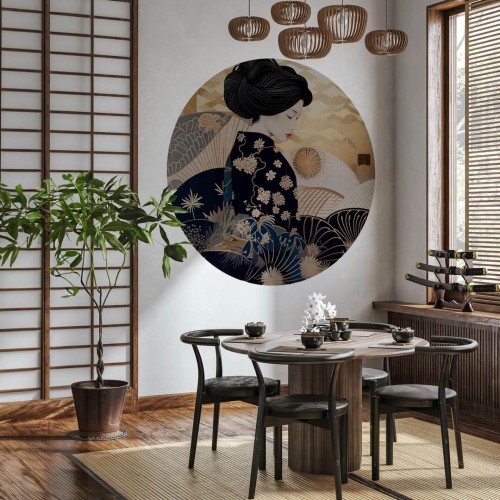 Mural okrągły postać gejszy Wall Art Kinui Koło