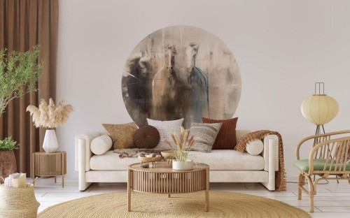 Mural okrągły artystyczny z końmi Wall Art Liberta Koło