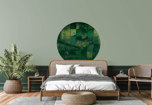 Mural okrągły z industrialnymi oknami Wall Art Mattonelle Koło