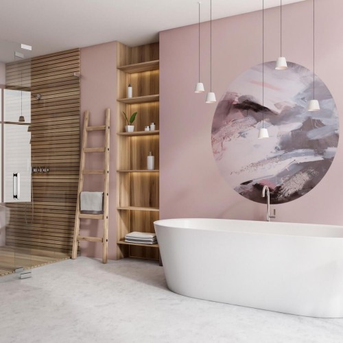 Mural okrągły abstrakcyjny Wall Art Panna Cotta Koło