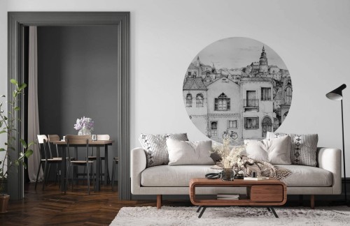 Mural okrągły zabytkowe miasto Wall Art Vichy Koło