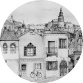 Mural okrągły zabytkowe miasto Wall Art Vichy Koło