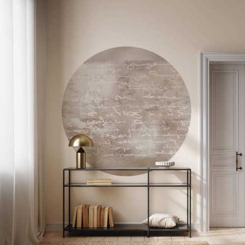 Mural okrągły fragment listu na surowym tle Wall Art Vinci Koło