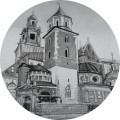Mural okrągły architektura Wawelu Wall Art Wawel Koło
