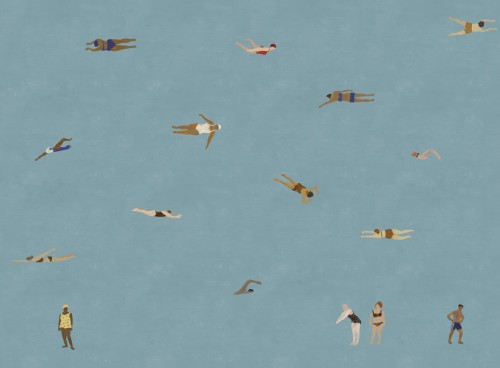 Fototapeta pływacy pływaczki Rebel Walls R20632 Swimmers Blue Fine Little Day