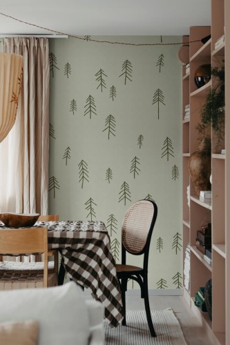 Fototapeta drzewa Rebel Walls R20639 Tall Light Green Fine Little Day