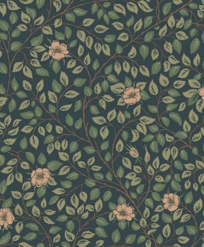 Tapeta roślinne pnącza Sandberg S10465 Solliden Midnight Blue Ett Hem, Öland