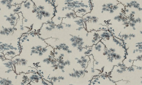 Fototapeta botaniczna - gałęzie i ptaki Sandberg S10572 Noah Mural Blue Ett Hem, Öland