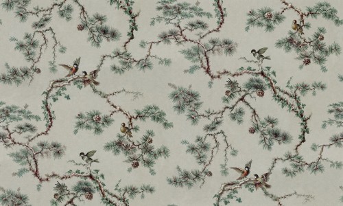 Fototapeta botaniczna - gałęzie i ptaki Sandberg S10573 Noah Mural Green Ett Hem, Öland