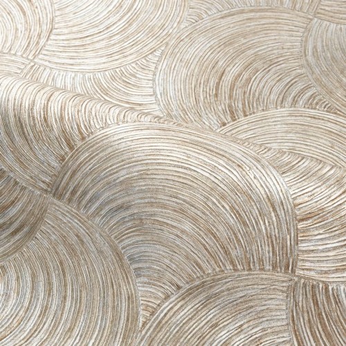 Tapeta zaokrąglone palmety na metalicznej folii Casamance 76620100 Aphelie Magnitude – Textures