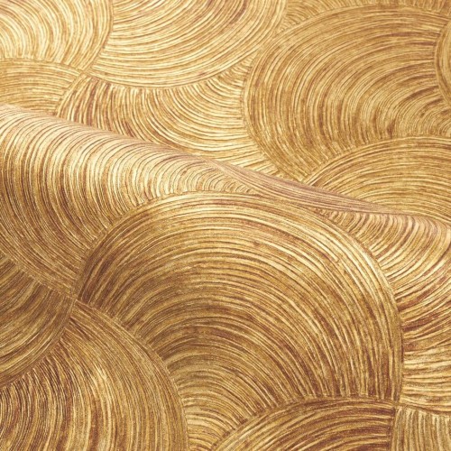 Tapeta zaokrąglone palmety na metalicznej folii Casamance 76620406 Aphelie Magnitude – Textures