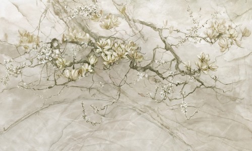 Fototapeta kwitnące gałęzie magnolii Wonderwall Belezza 35032608