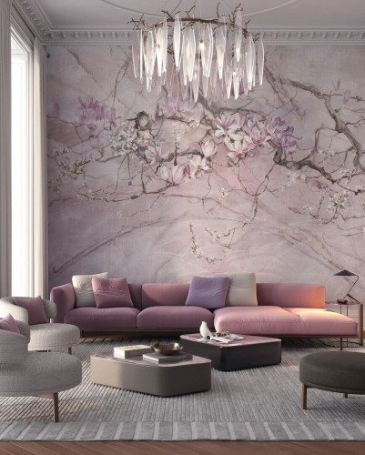 Fototapeta kwitnące gałęzie magnolii Wonderwall Belezza 35032605