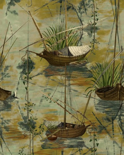 Tapeta łódki Mind The Gap WP20725 MOORED BOATS The Wetlands