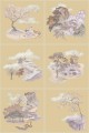 Tapeta sceny japońskiego ogrodu złota Cole & Son Tile Toile Gilded 126/10038 Shinrin Yoku