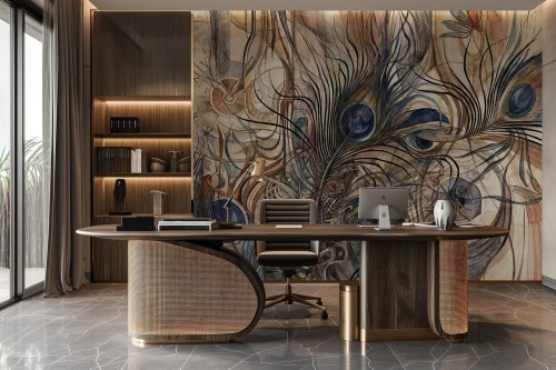 Fototapeta pawie pióra i zegar Lorenso TPA 0324 0076 00 Pavon