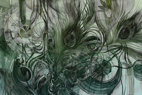 Fototapeta pawie pióra i zegar Lorenso TPA 0324 0076 01 Pavon