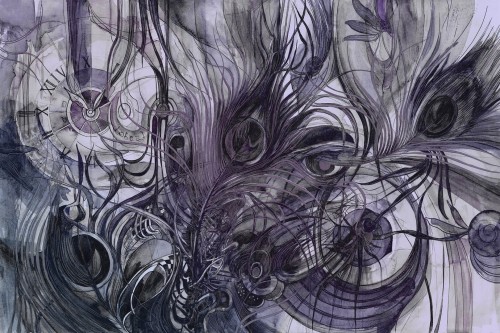 Fototapeta pawie pióra i zegar Lorenso TPA 0324 0076 02 Pavon