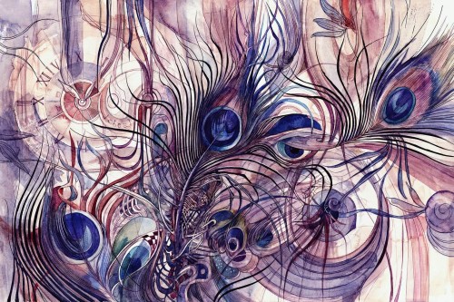 Fototapeta pawie pióra i zegar Lorenso TPA 0324 0076 05 Pavon