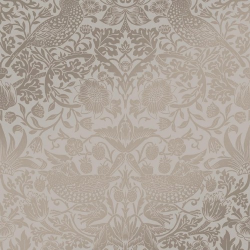 Tapeta botaniczna "Złodziej truskawek" metaliczna Graham & Brown Strawberry Thief Fibrous 124238 William Morris At Home