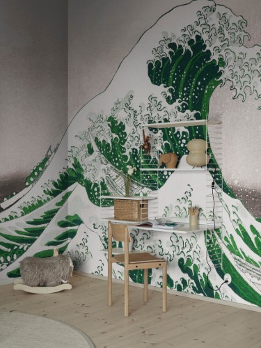 Fototapeta fala Rebel Walls R20530 Under the Wave off Kanagawa Green First Rebels