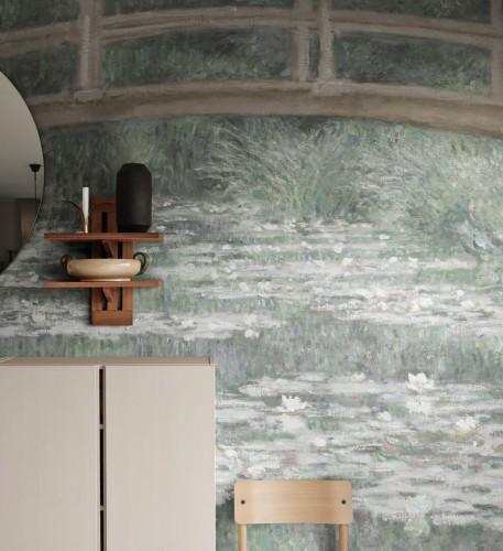 Fototapeta lilie wodne i most Rebel Walls R20569 The Japanese Footbridge Soft First Rebels