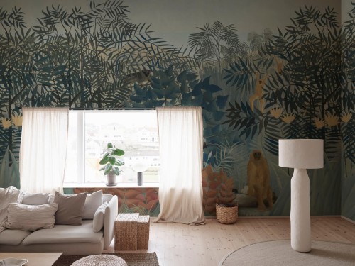 Fototapeta dżungla Rebel Walls R20574 Tropical Forest With Monkeys Blue First Rebels