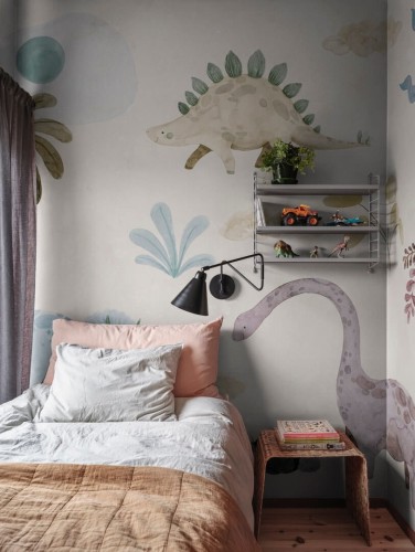 Fototapeta dinozaury Rebel Walls R19958 Dinosaur Oasis Pastel Family Fun