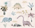 Fototapeta dinozaury Rebel Walls R19958 Dinosaur Oasis Pastel Family Fun