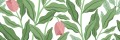 Fototapeta okazałe liście i kwiaty Rebel Walls R19962 Cool Flora White Pink Family Fun