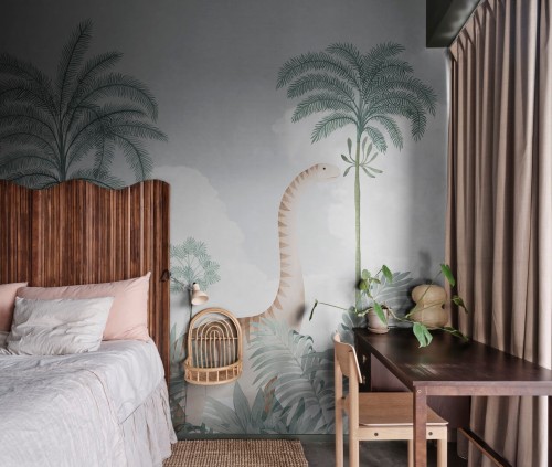 Fototapeta świat dinozaurów Rebel Walls R19972 Dinosaur World Gray Family Fun