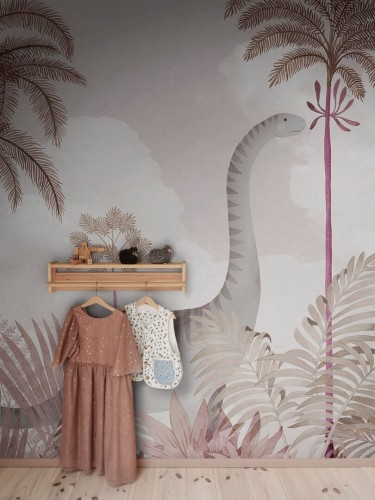 Fototapeta świat dinozaurów Rebel Walls R19973 Dinosaur Word Pink Family Fun