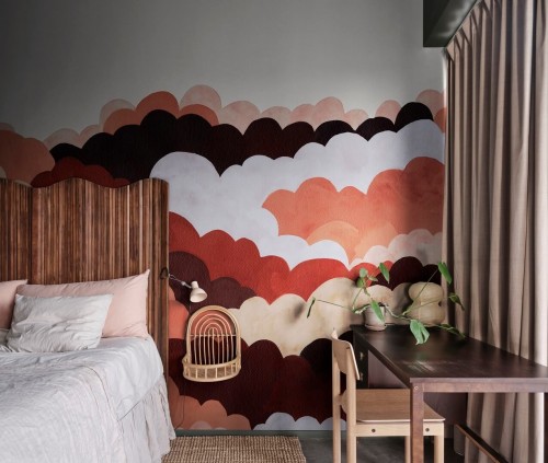 Fototapeta chmury Rebel Walls R19978 Fun Clouds Red Family Fun