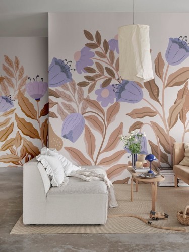 Fototapeta liście i kwiaty Rebel Walls R19983 Big Blossom Lilac Family Fun