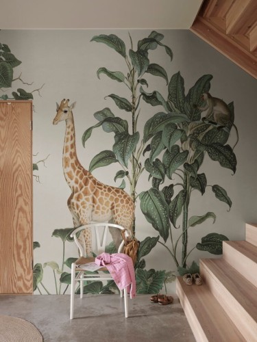 Fototapeta zwierzęta dżungli Rebel Walls R19989 Wildlife Stroll Yellow Family Fun